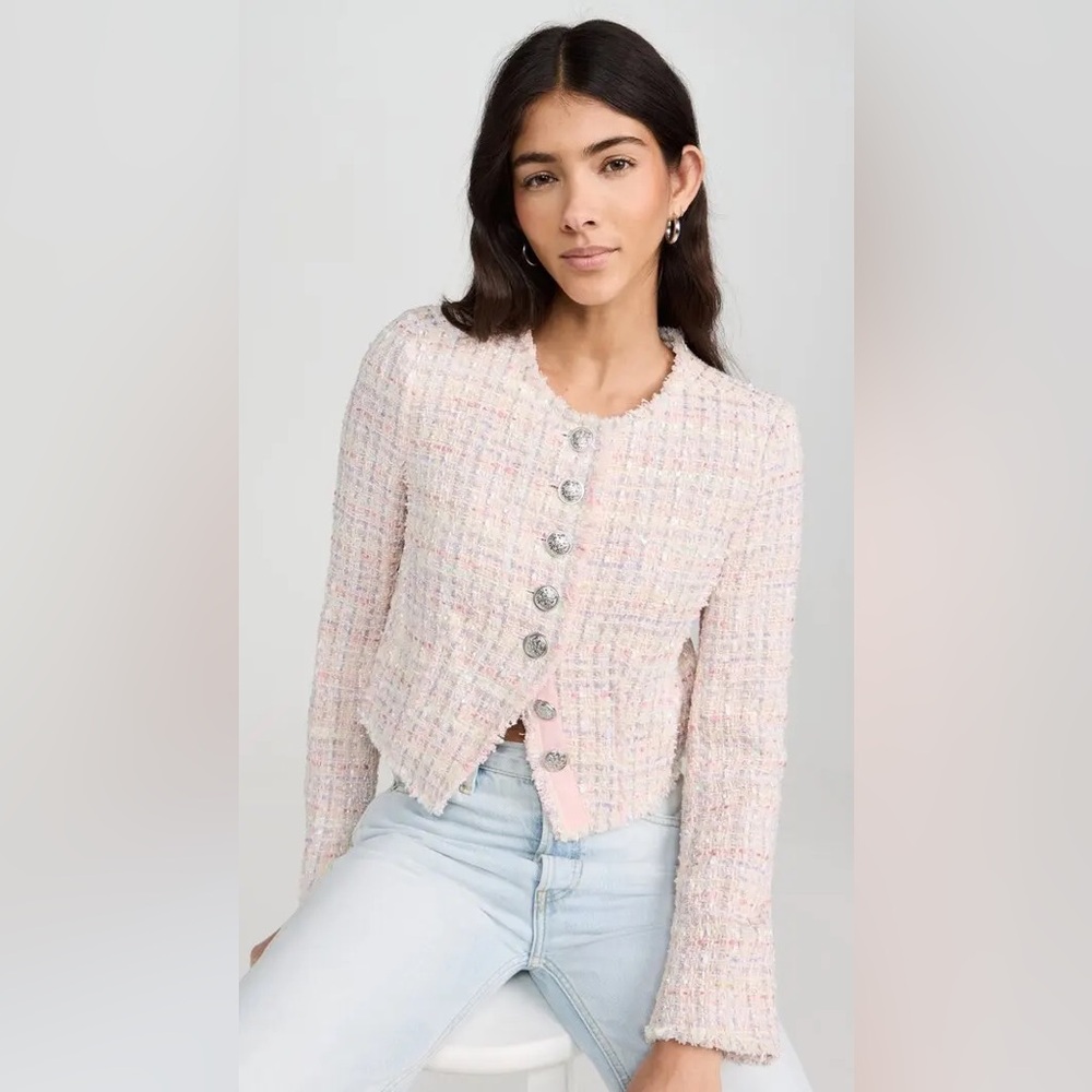 LoveShackFancy Falima Cropped Tweed Jacket